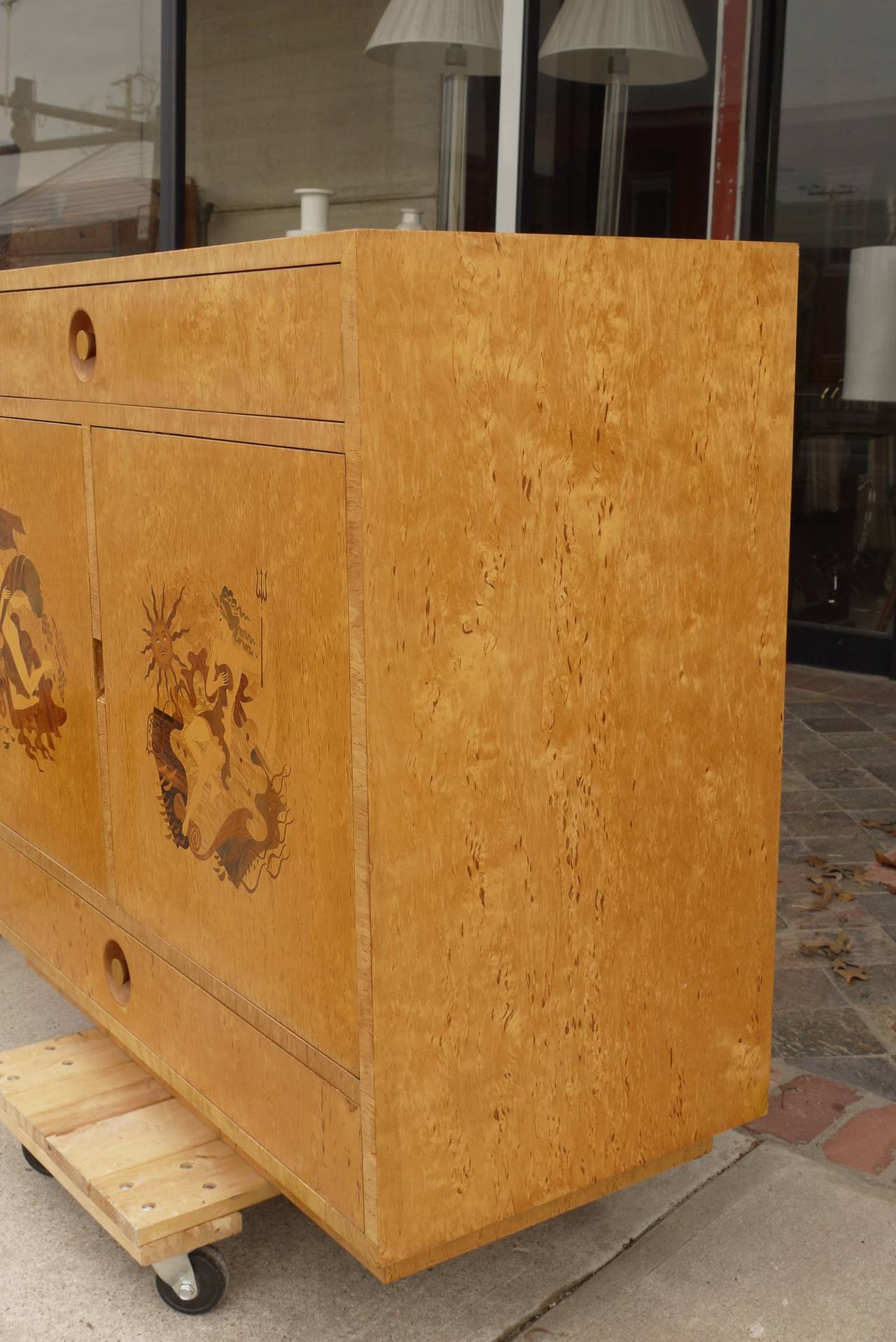 Inlay Stunning Marquetry Cabinet by Andrew Szoeke