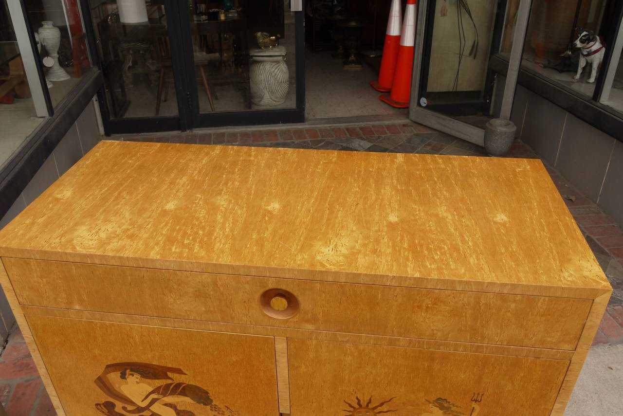 Mid-20th Century Stunning Marquetry Cabinet by Andrew Szoeke