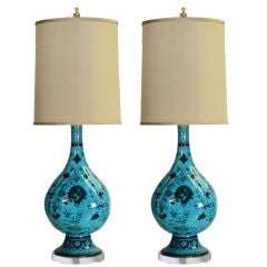 Pair of Ceramic Lamps by Jean Mayodon