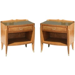 Pair of Burl Wood Bedside Tables by Paolo Buffa