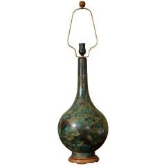 Japanese Patinated Bronze Lamp