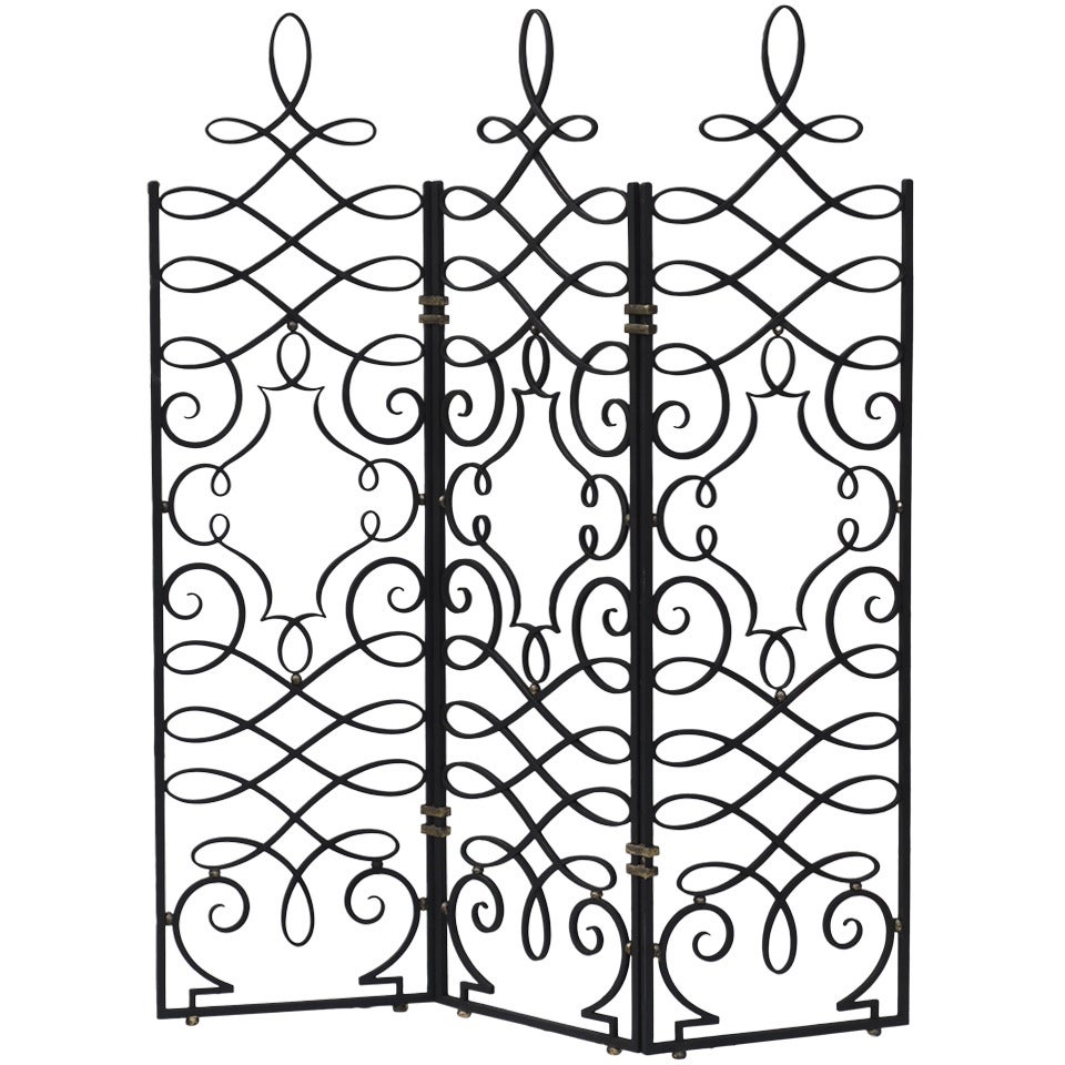 French 1940's Hand Forged Iron Screen by Gilbert Poillerat