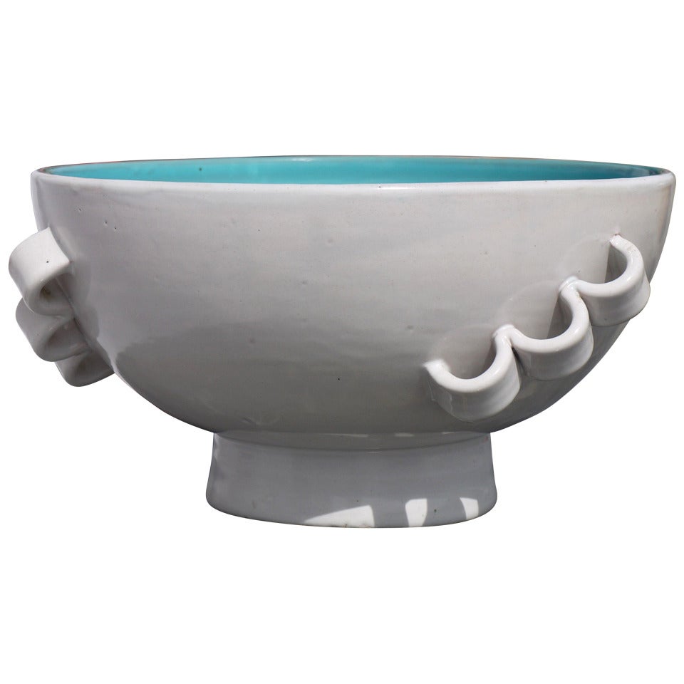Sculptural Italian Three Handled Bowl For Sale