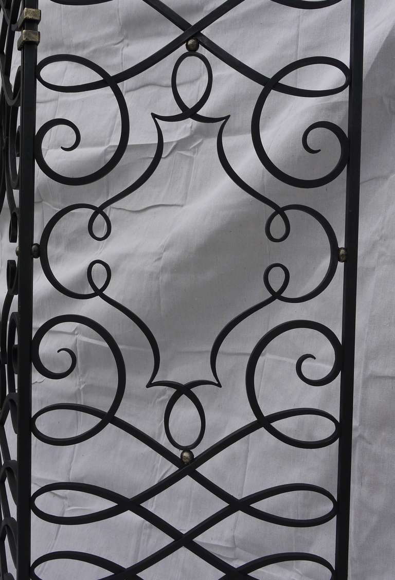 Gilt French 1940's Hand Forged Iron Screen by Gilbert Poillerat