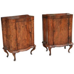 Antique Early 18th Century Italian Burled Walnut Bedside Cabinets