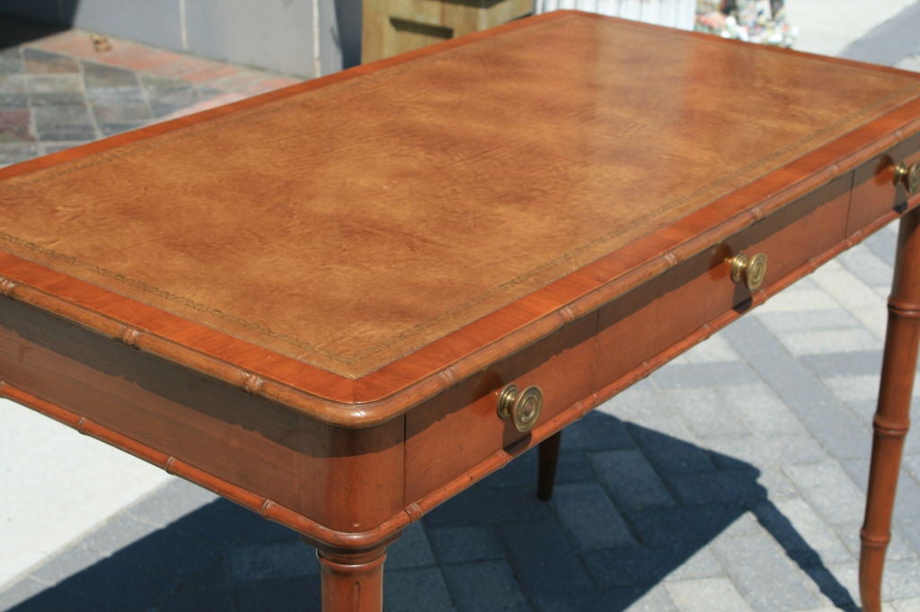1940s Regency Style Faux Bamboo Desk
