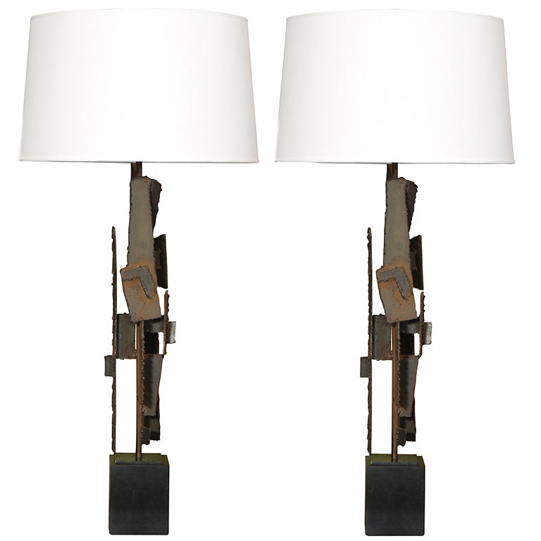 Brutalist Pair of Lamps by Harry Balmer