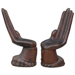 Diminutive Pair of Indonesian Hand Chairs circa 1960