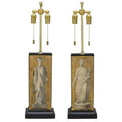 Pair of Neoclassical Eglomise Lamps 12