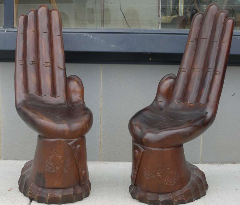 Diminutive Pair of Indonesian Hand Chairs circa 1960 In Good Condition In Kilmarnock, VA