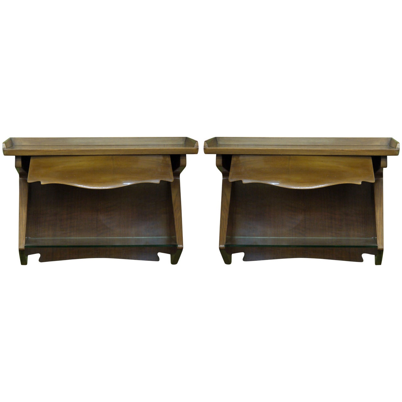 Pair of Wall Hung Italian Modernist Bedside Tables For Sale