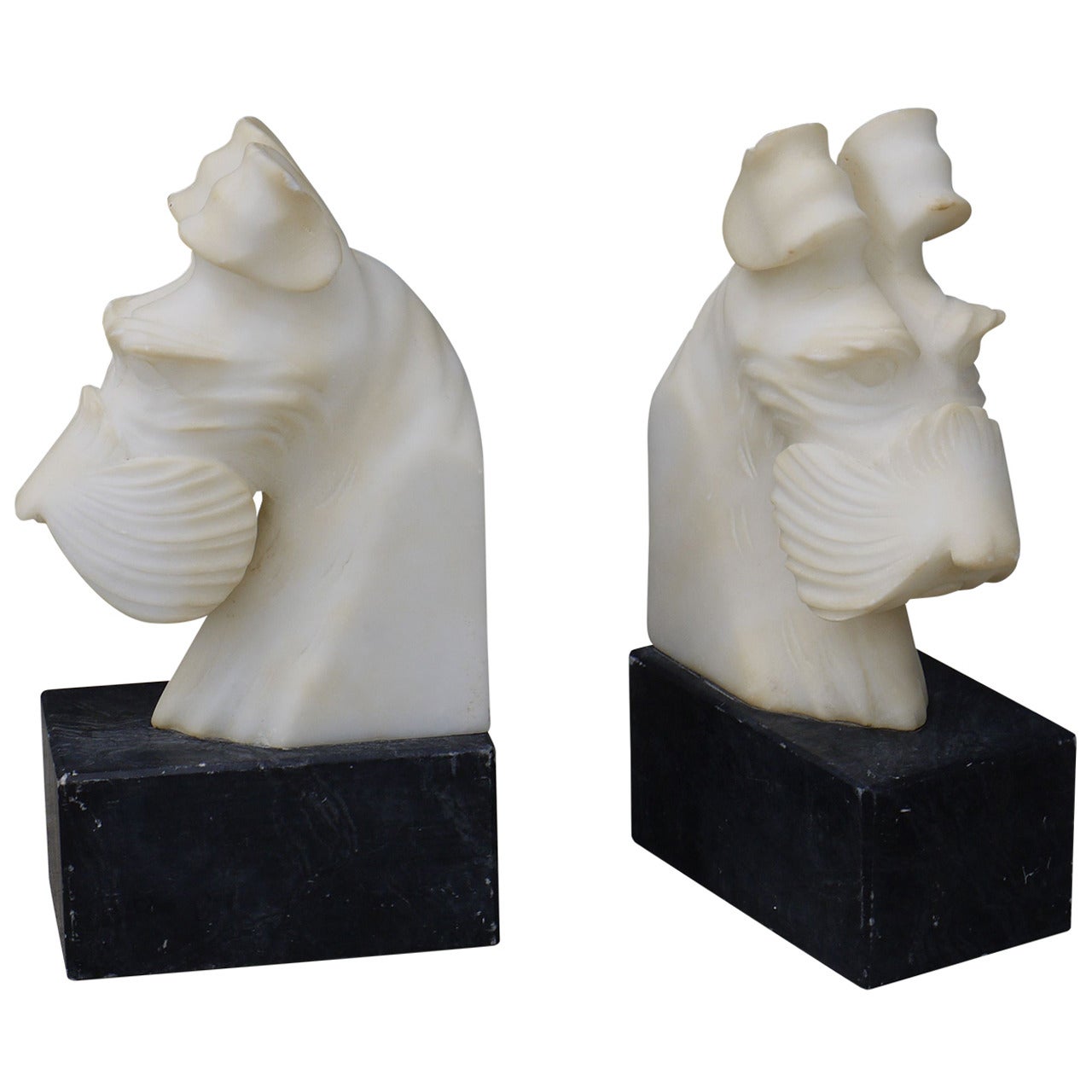 Art Deco Pair of Alabaster Terrier Bookends