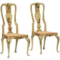 18th Century Mustard Lacquered Chinoiserie Chairs