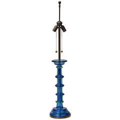 Vintage Rare Design Blue Sommerso Murano Lamp by Marbro