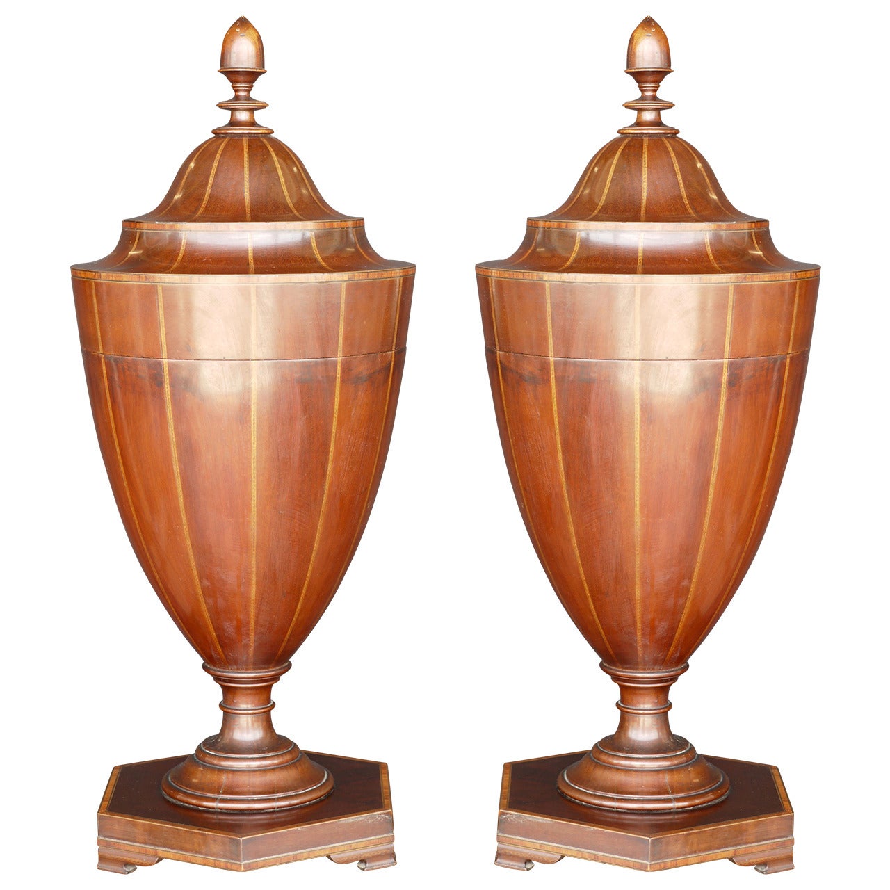 Pair of George III Mahogany Cutlery-Urns