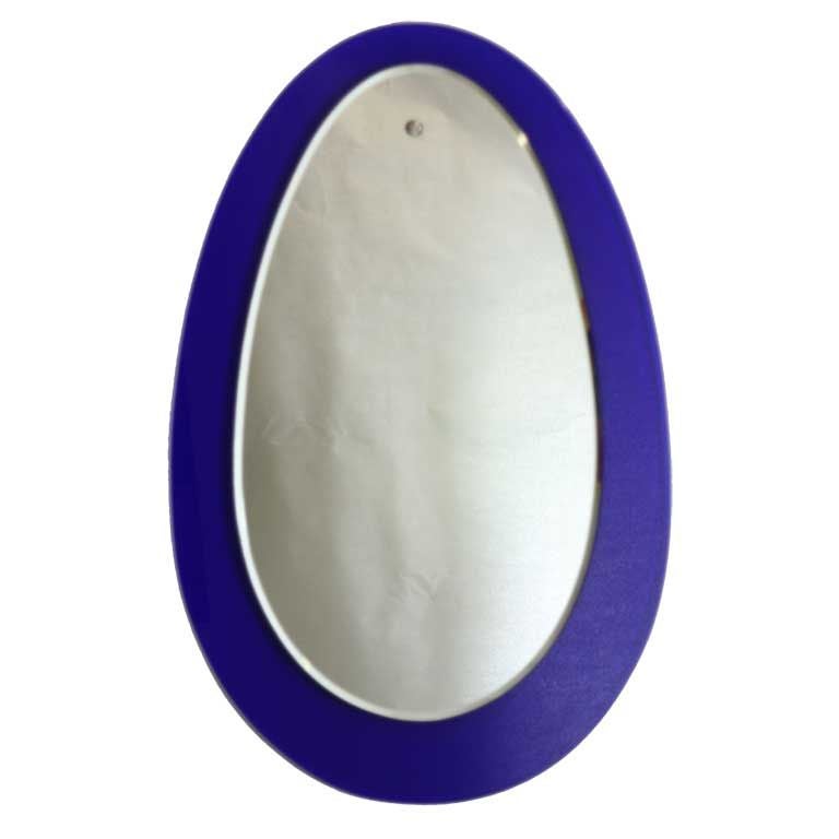 Large Italian Blue Teardrop Shaped Mirror at 1stDibs