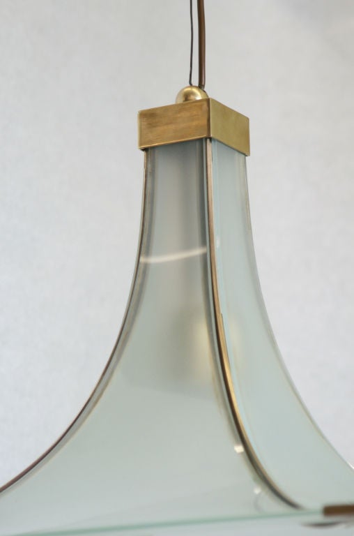 Vintage Italian Glass and Brass Pendant For Sale 2