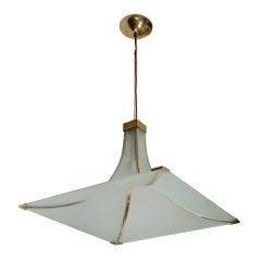 Vintage Italian Glass and Brass Pendant 12