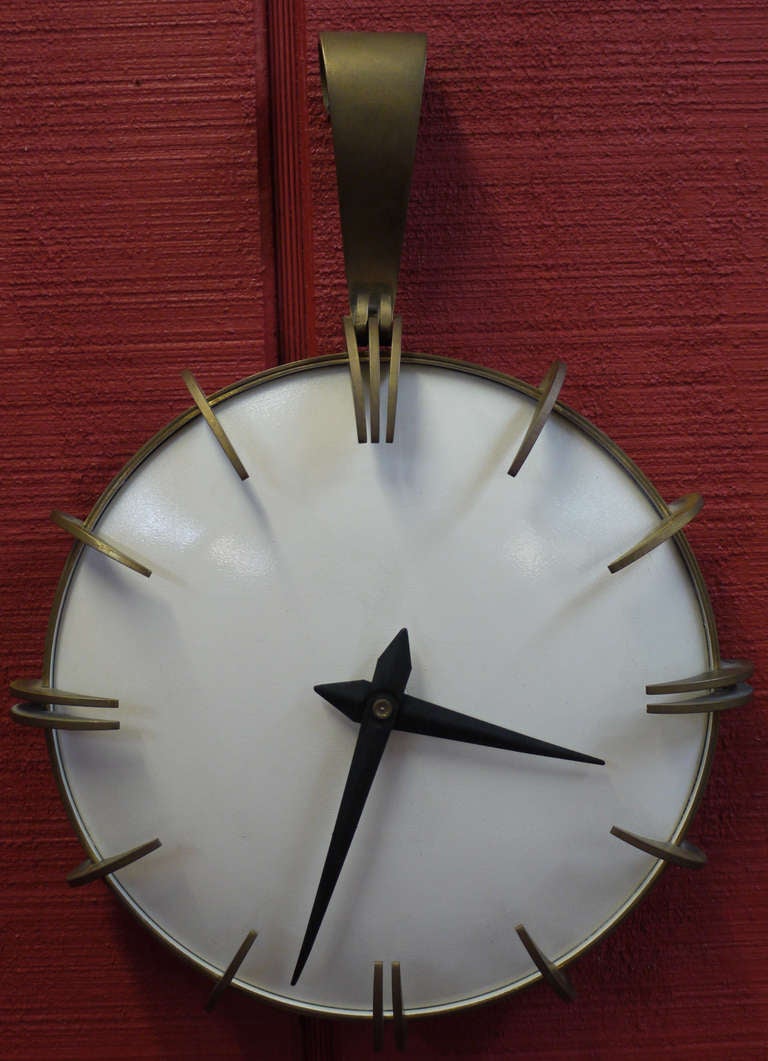 Unknown Bronze And Enamel Modernist Wall Hanging Clock