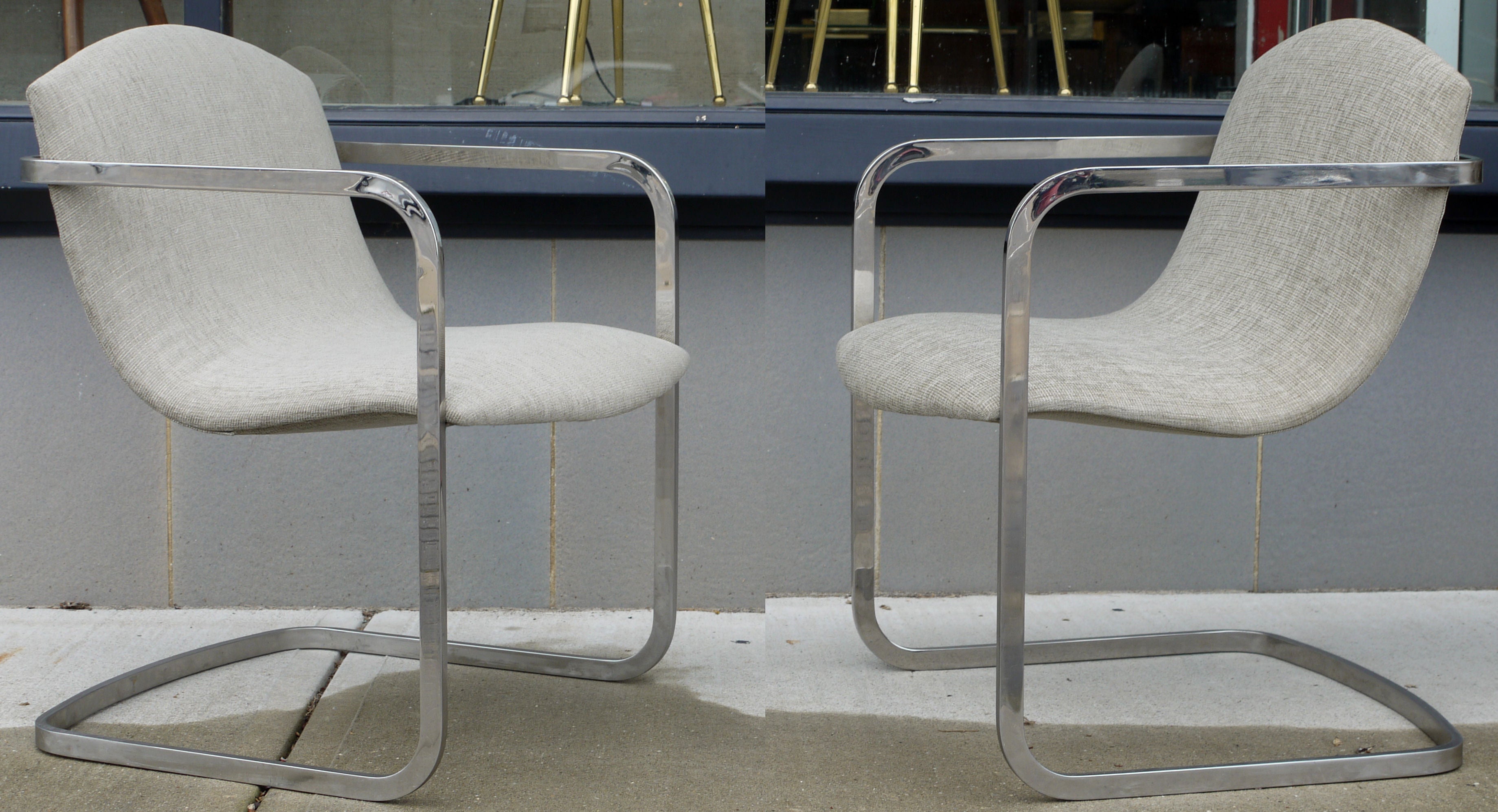 Pair of Chrome Arm Chairs by Pace International