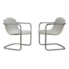 Pair of Chrome Arm Chairs by Pace International