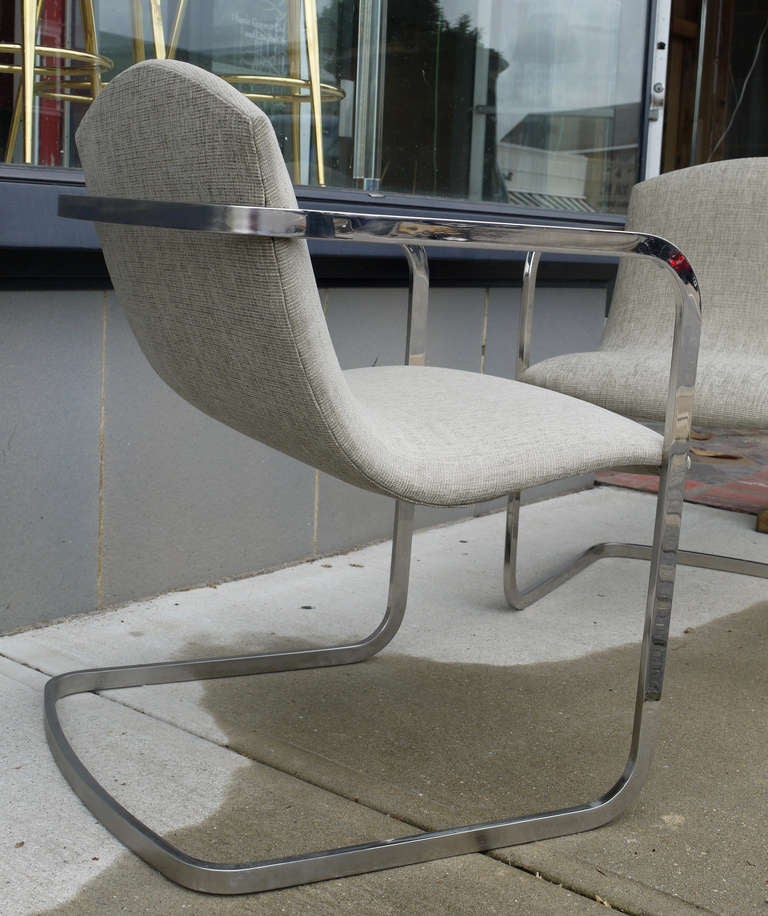 American Pair of Chrome Arm Chairs by Pace International