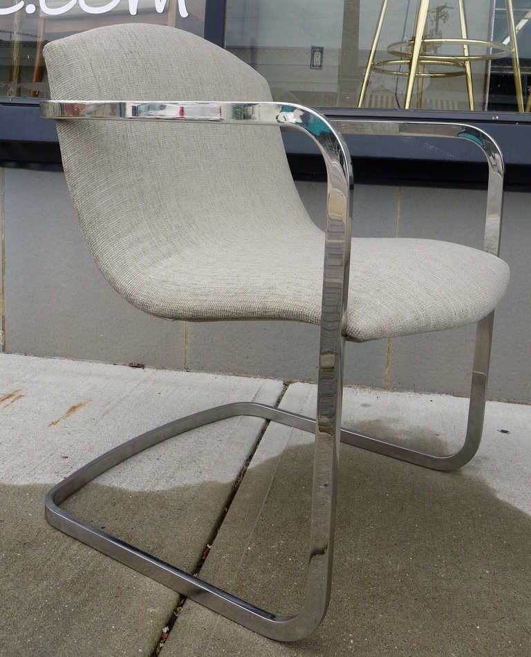 Pair of Chrome Arm Chairs by Pace International In Excellent Condition In Kilmarnock, VA