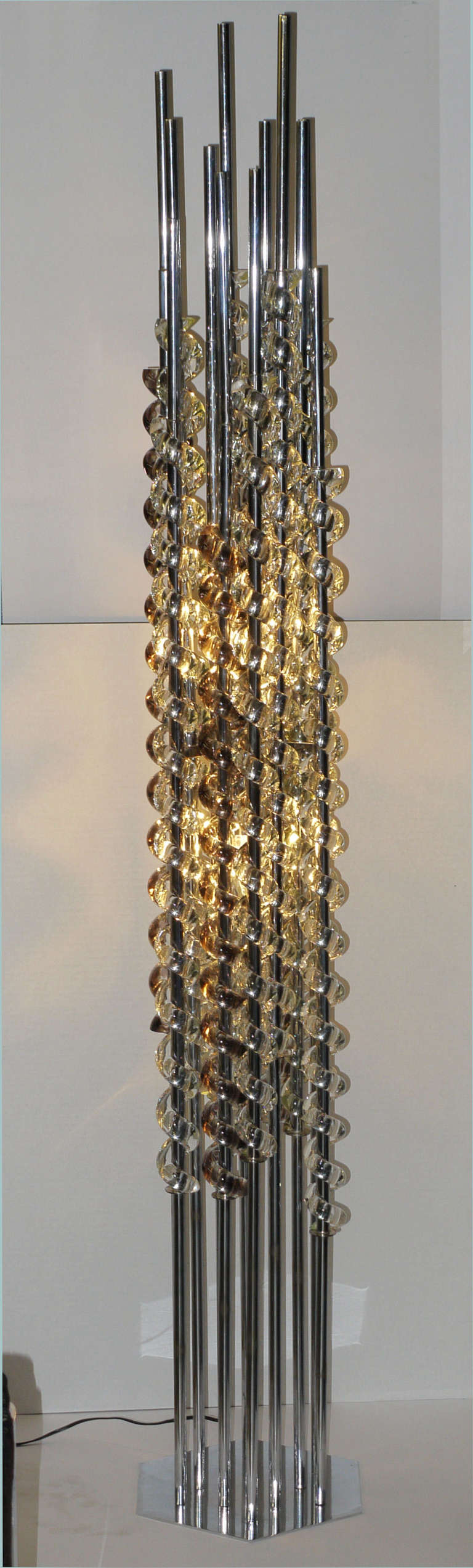 Murano Glass and Chrome Floor Lamp by Zero Quattro