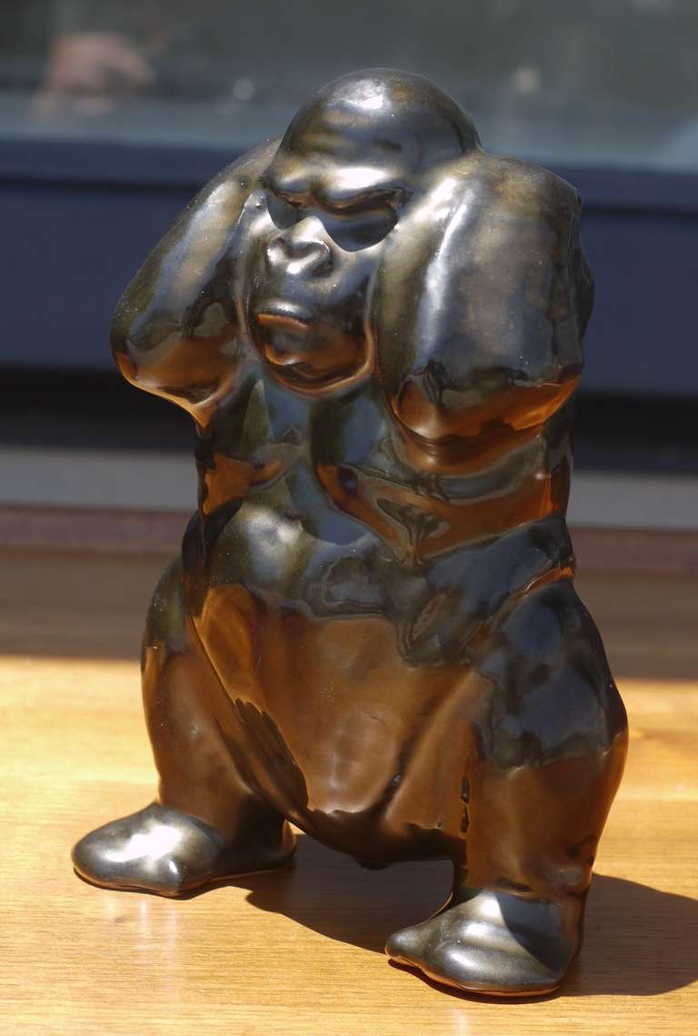 Danish Ceramic Gorilla by Emil Ruge for Dybböl In Excellent Condition In Kilmarnock, VA