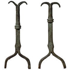 Early 18th Century Forged Iron Andirons