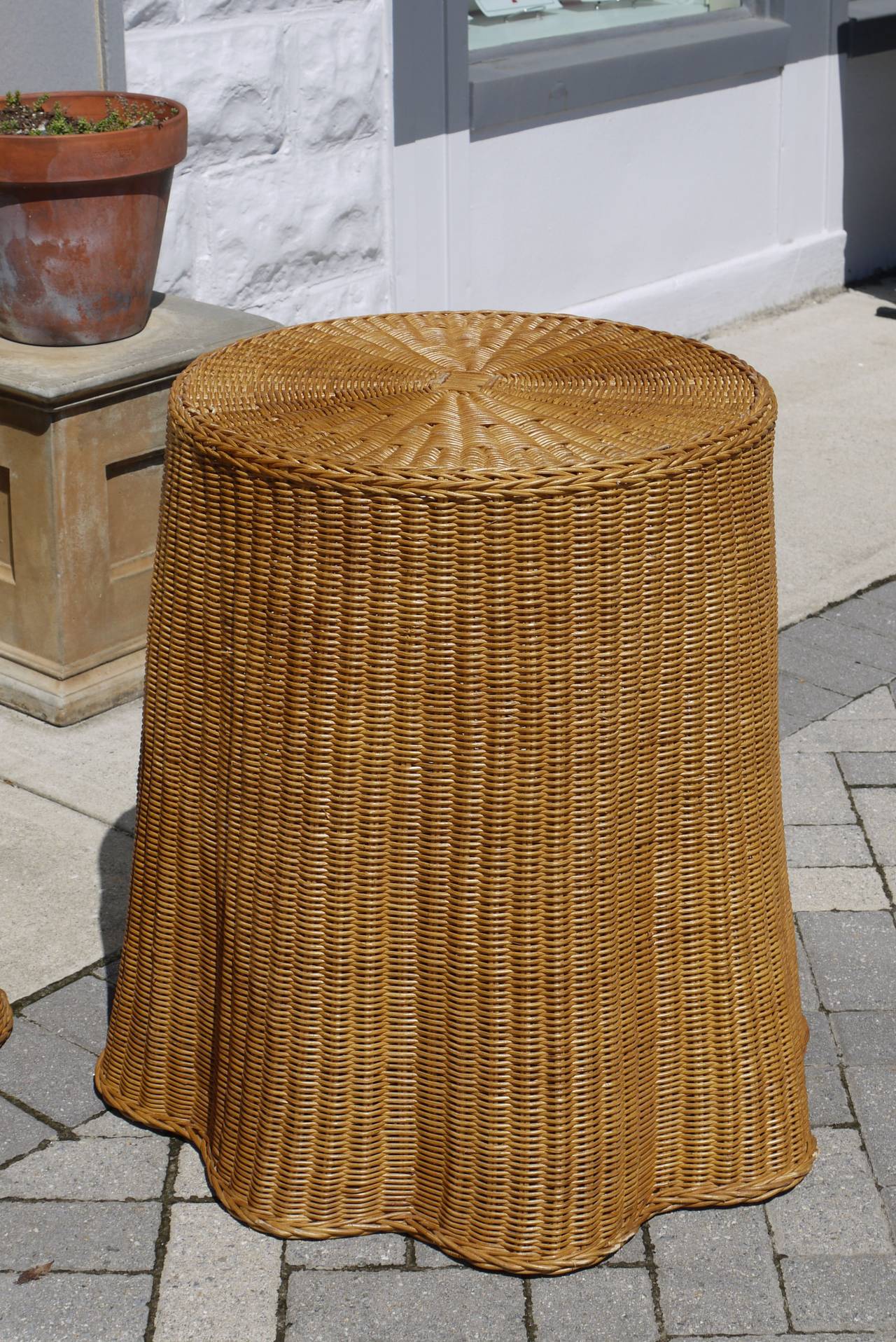 draped wicker table