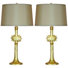 Pair of 23k Gilt lamps by Sirmos