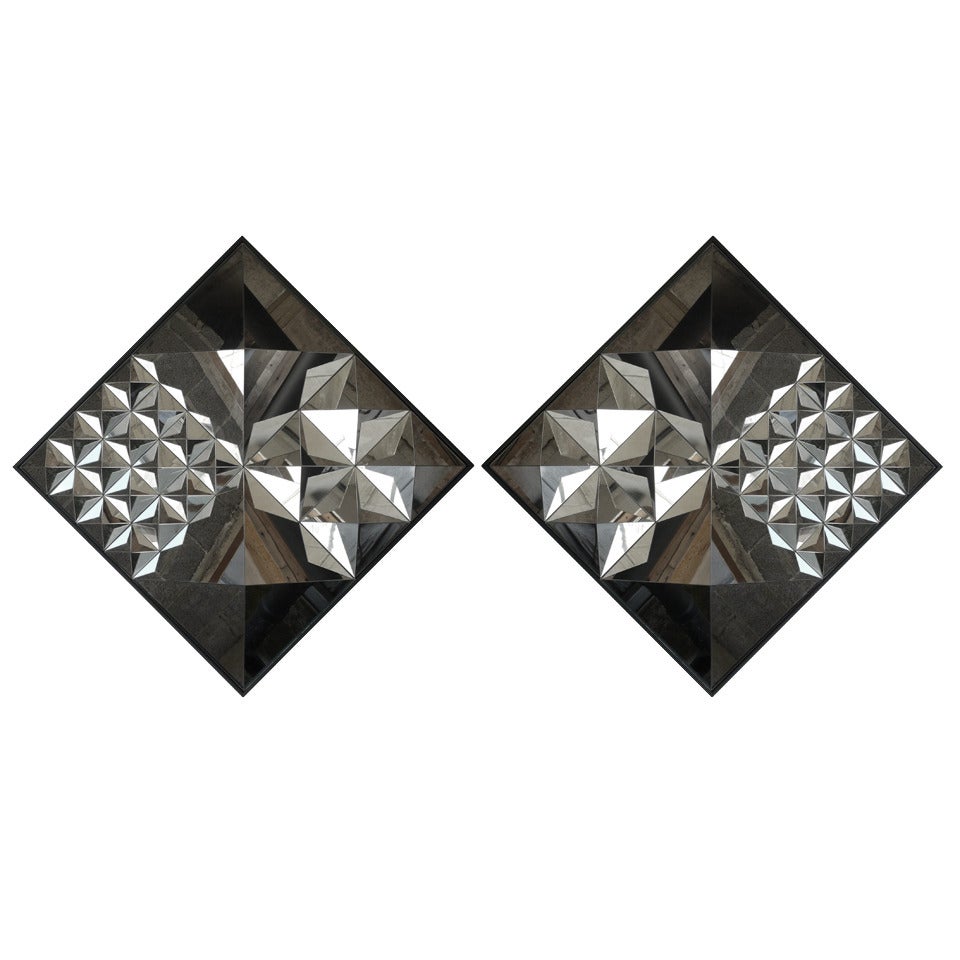 Pair of Diamond Mirrors by Verner Panton