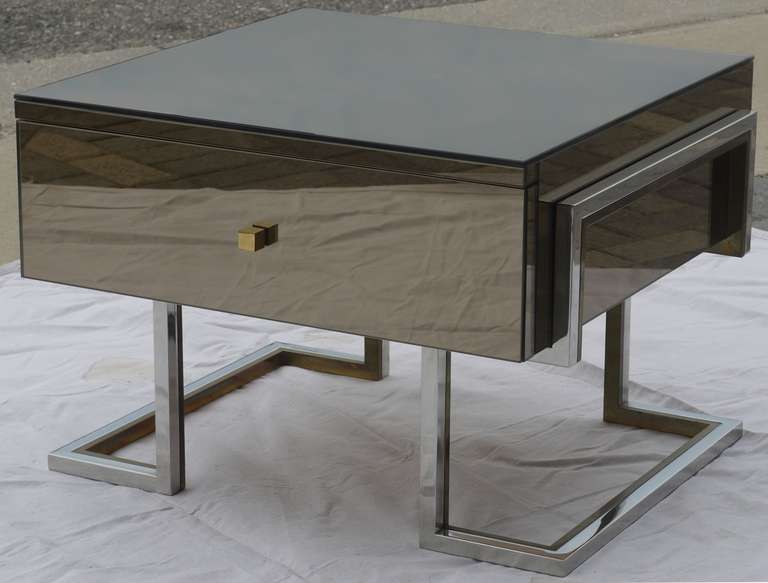 Mid-Century Modern Mirrored Side Tables by Michel Pigneres For Sale