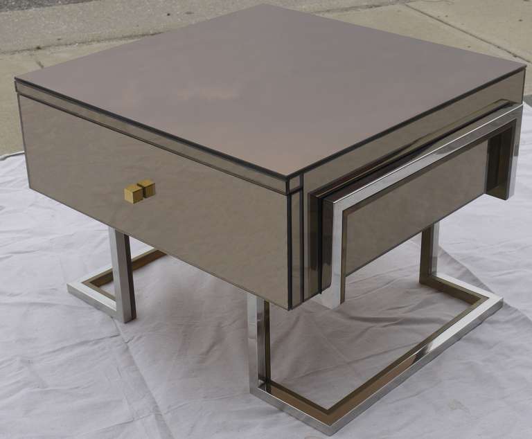 French Mirrored Side Tables by Michel Pigneres For Sale