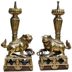 Pair of 18th Century Chinese Bronze Foo Dog Lamps 11