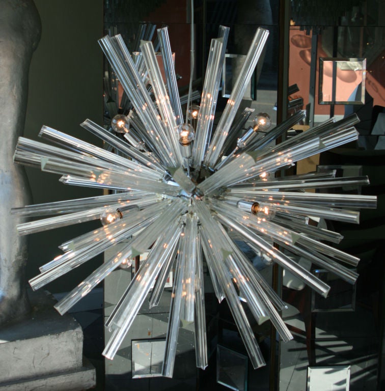 Massive Pair of Venini Style Snowflake Chandeliers