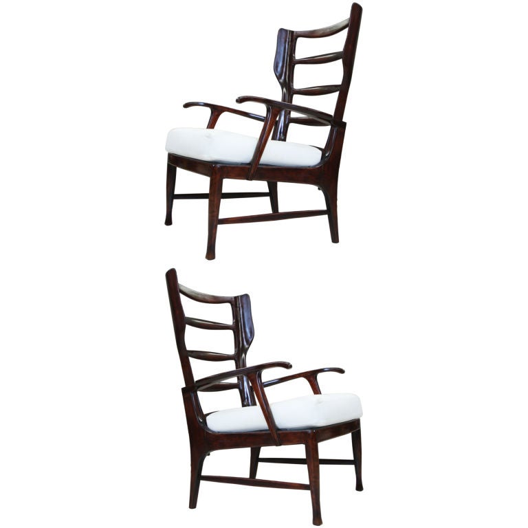 Pair of Arm Chairs by Paolo Buffa For Sale