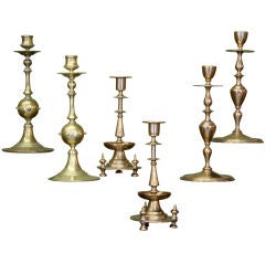 Collection of Sculptural Turned Russian Candlesticks