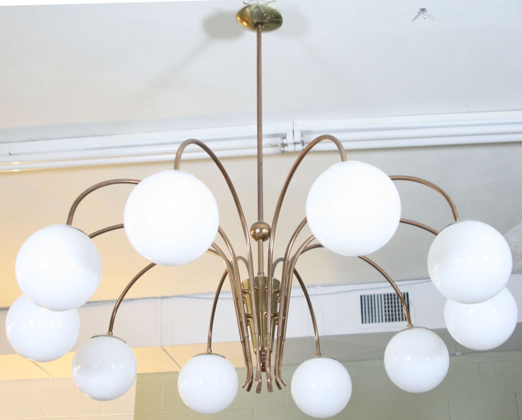 Overscale Vintage Lightolier Chandelier with 8" Globes at 1stdibs