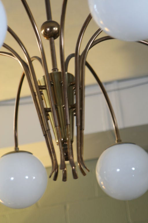 Overscale Vintage Lightolier Chandelier with 8" Globes at 1stdibs