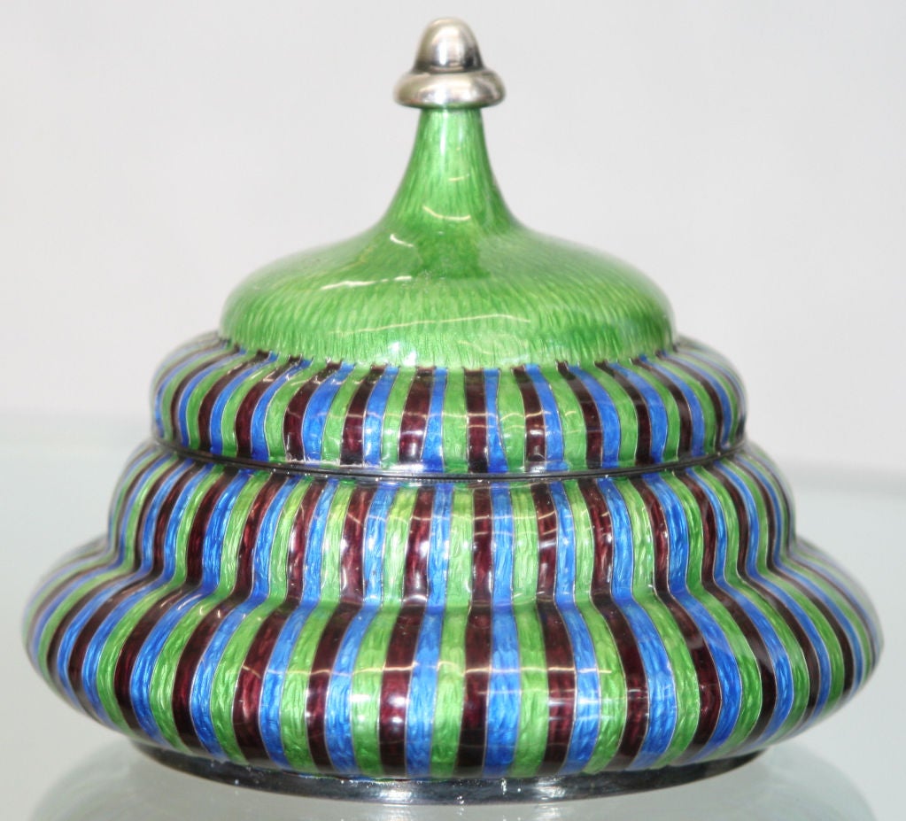 Vintage Japanese Cloisonne over Silver Lidded Jar