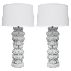 Wonderful Pair of Acanthus Leaf Plaster Lamps