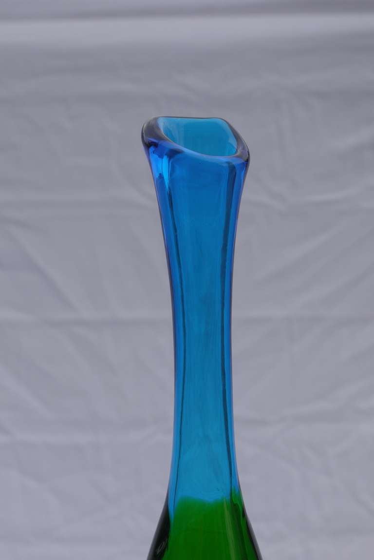 American Four Color Blenko Bottle Vase by Joel Philip Myers