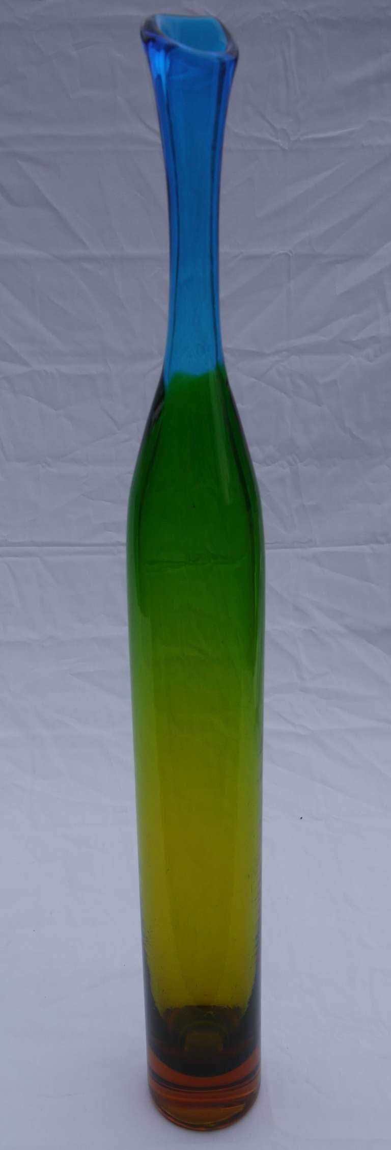 Mid-Century Modern Four Color Blenko Bottle Vase by Joel Philip Myers