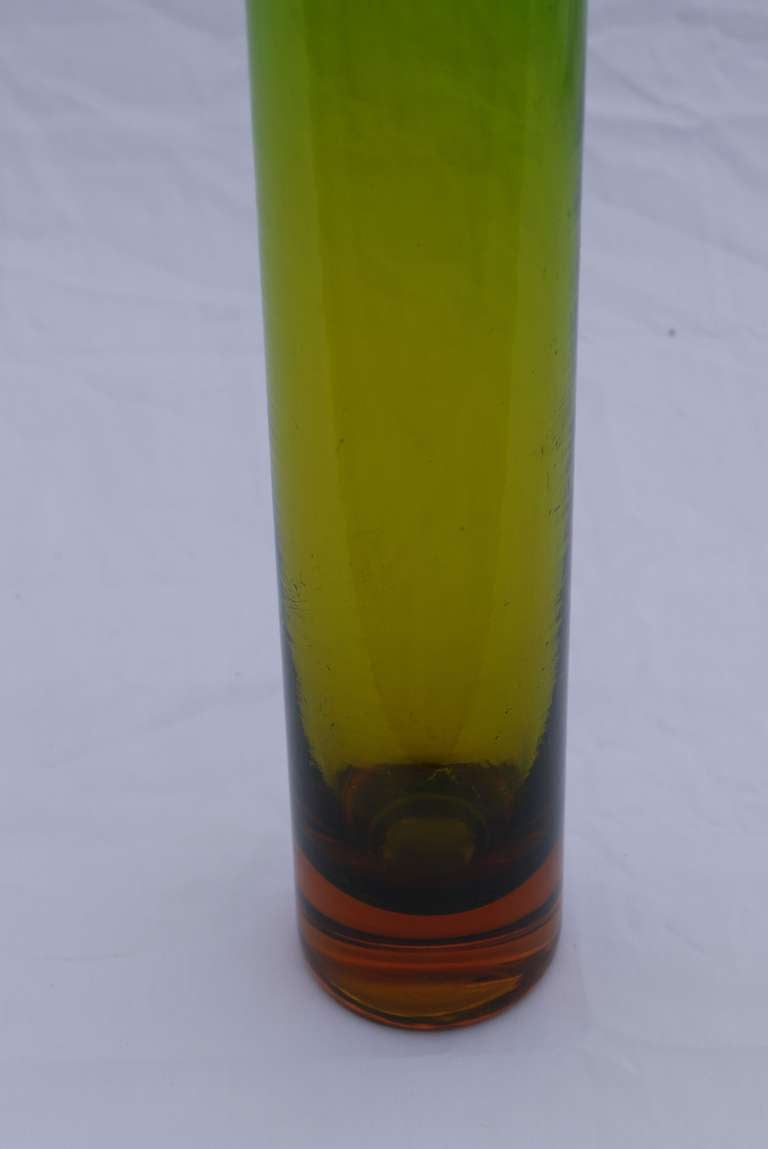 Four Color Blenko Bottle Vase by Joel Philip Myers In Excellent Condition In Kilmarnock, VA