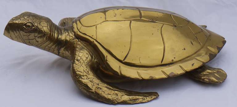 Late 20th Century Large Glam Brass Turtle Box