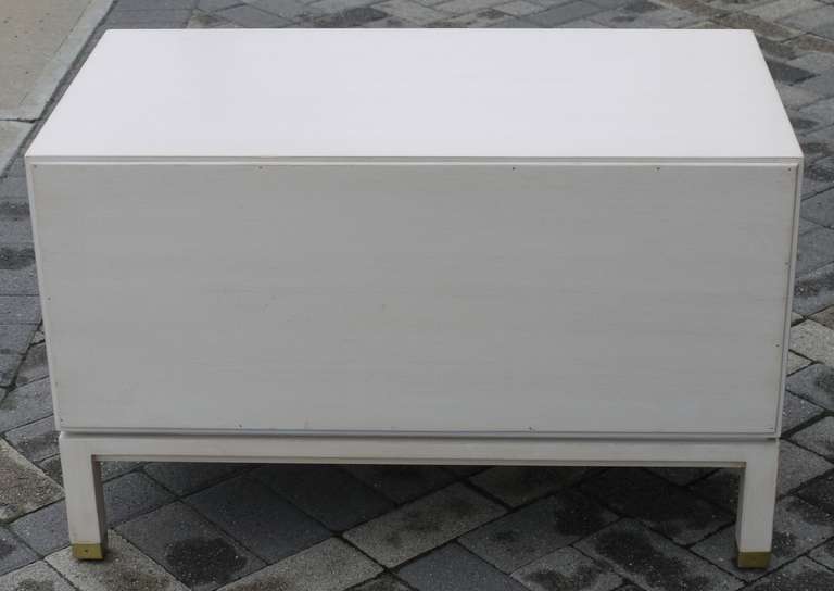 Mahogany Faux Ivory Low Chest by Dunbar For Sale