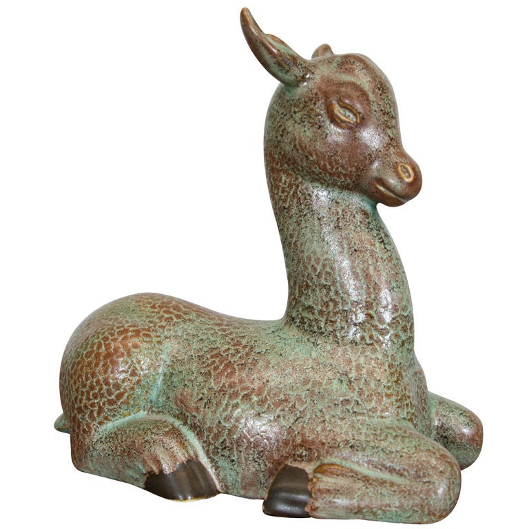 Fawn Statue by Giovanni Gariboldi for Richard Ginori