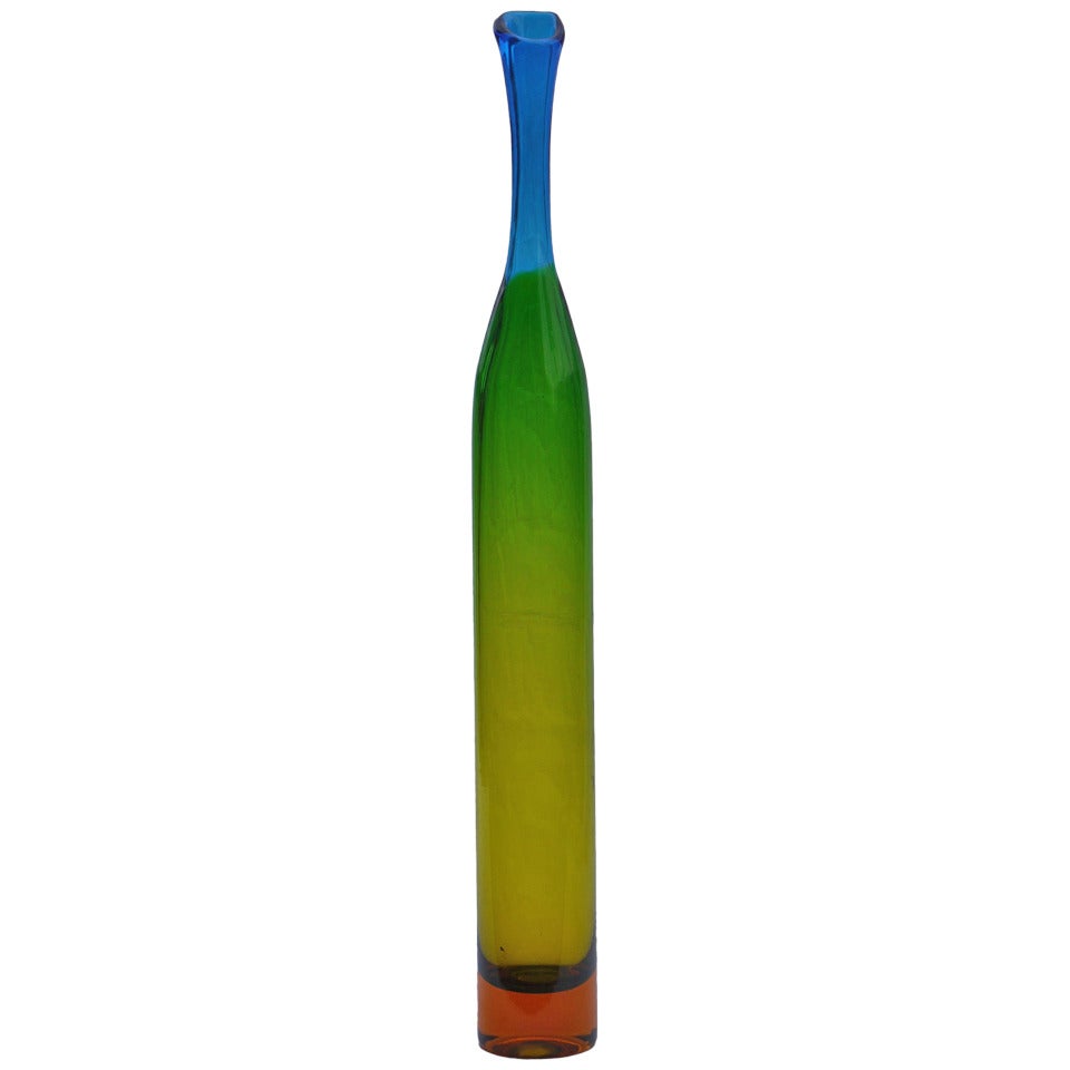 Four Color Blenko Bottle Vase by Joel Philip Myers